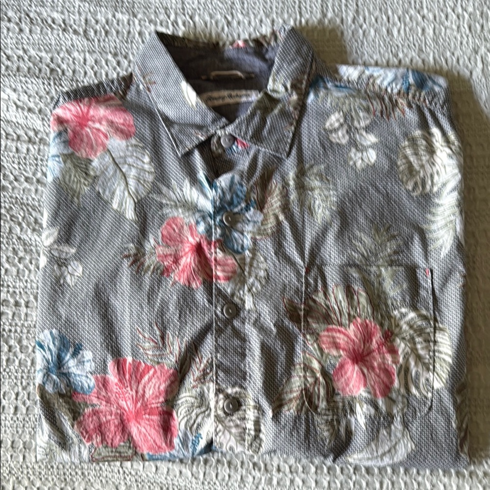 Tommy Bahama Floral Gray Men's casual Shirt - large